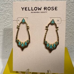 Yellow Rose by Kendra Scott Turquoise Gold Tone Statement Earrings Western